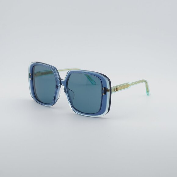 Dior DIORHIGHLIGHT S3F 30B0 Sunglasses Shiny Blue Square Frame, Blue Grey Lenses main image 4
